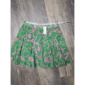Velvet Graham & Spencer Green Pink Floral Mini Skirt Size S Cotton Boho Spring